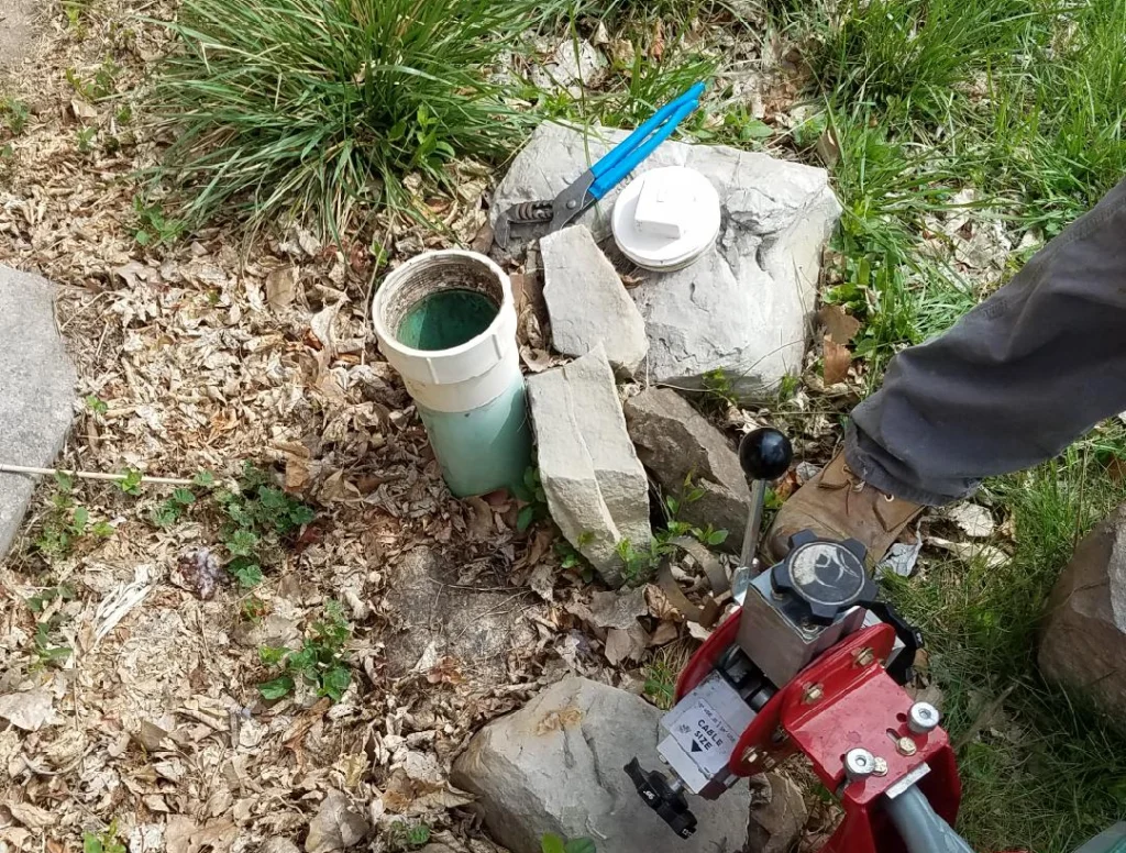 Getting ready to clean a pipe